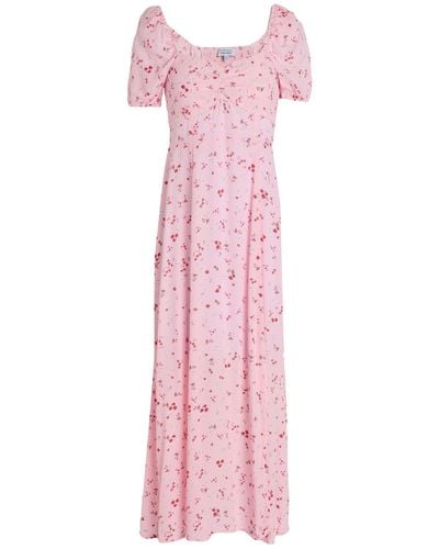 & Other Stories Flowy Puff Sleeve Midi Dress - Pink