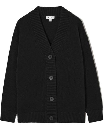 COS Cocooning Wool V-neck Cardigan - Black