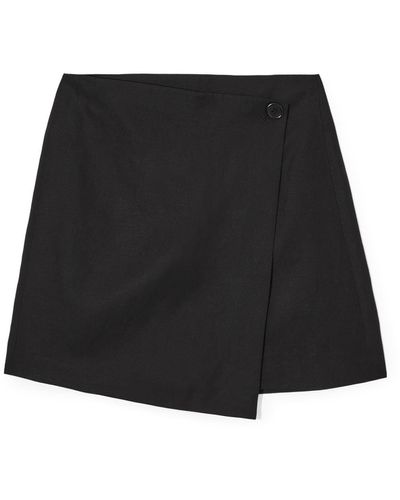 COS Asymmetric Mini Wrap Skirt - Black