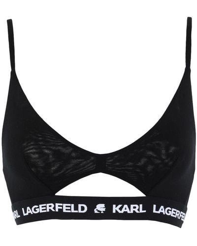Karl Lagerfeld Peephole Logo Bra - Black