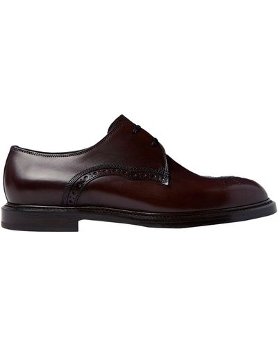 Dolce & Gabbana Cocoa Lace-Up Shoes Calfskin - Brown