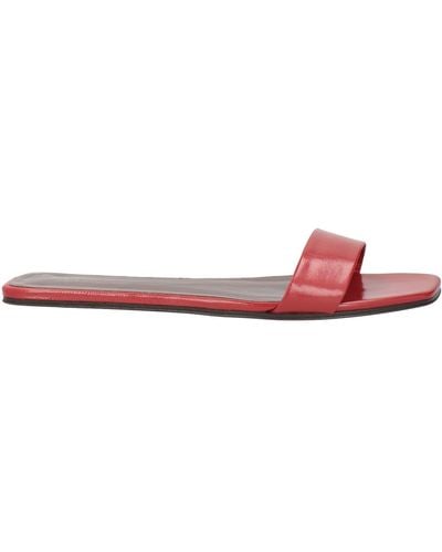 The Row Chocolate Leather Slides - Red