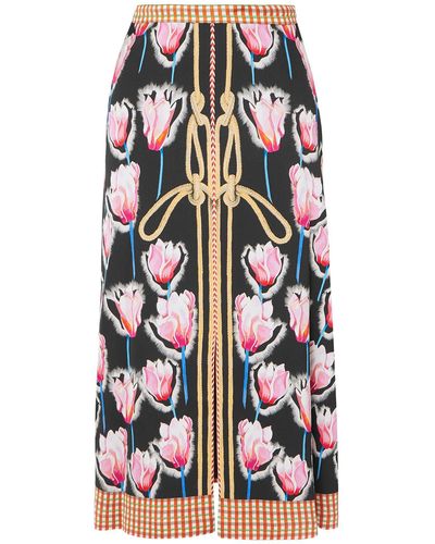 Temperley London Arabesque Printed Crepe Skirt - Black