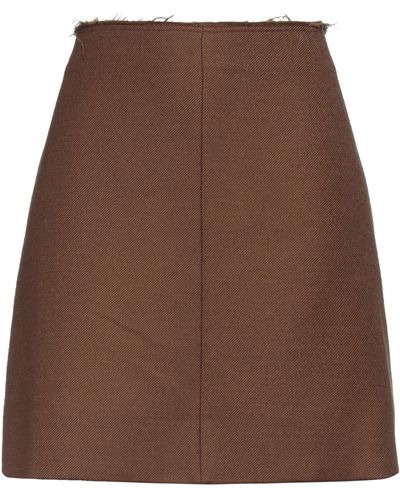 Pomandère Mini Skirt Cotton, Virgin Wool - Brown
