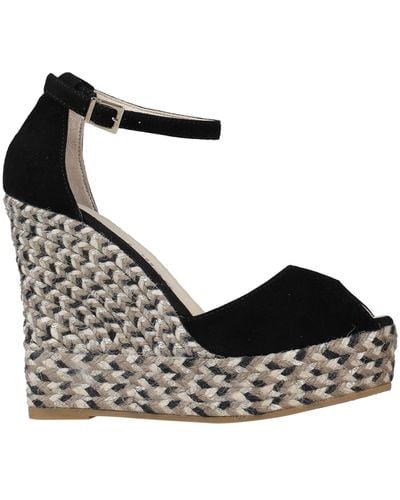 Espadrillas Donna Tela Con Suola In Gomma - Scarpe Basse Comode Infradito - Colore Nero, Taglia 7 UK / 40 EU