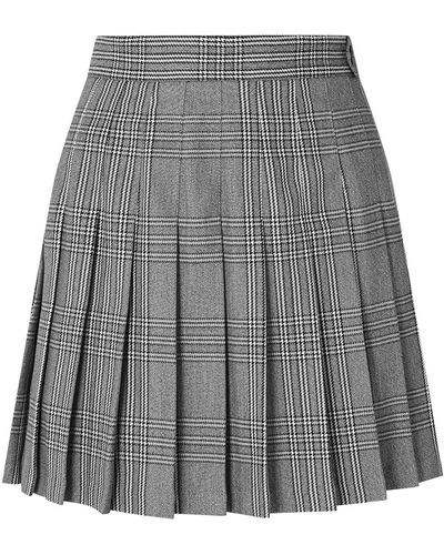 Maje Pleated Woven Mini Skirt Gray