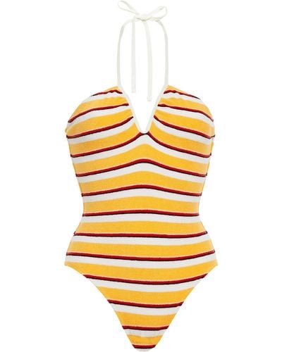 Solid & Striped One-piece Swimsuit - Metallic