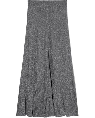 COS Sparkly Ribbed-knit Maxi Skirt - Grey