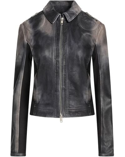 DIESEL Panelled Perforated-leather Jacket - Black