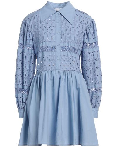 Isabelle Blanche Azure Mini Dress Cotton - Blue