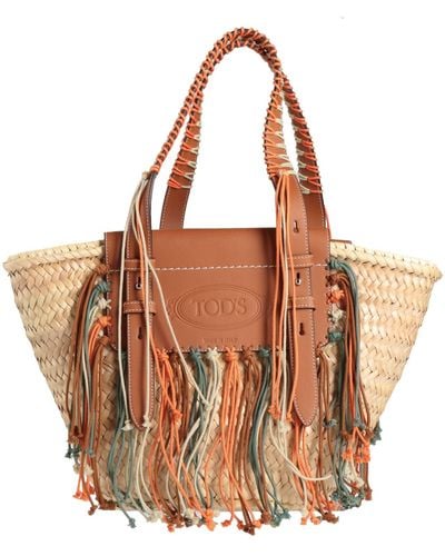 Tod's Handbag Natural Raffia, Leather - Brown
