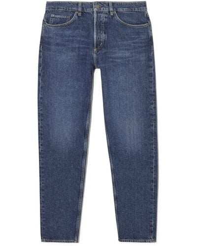 COS Regular Tapered Leg Organic Cotton Blend Jeans - Blue