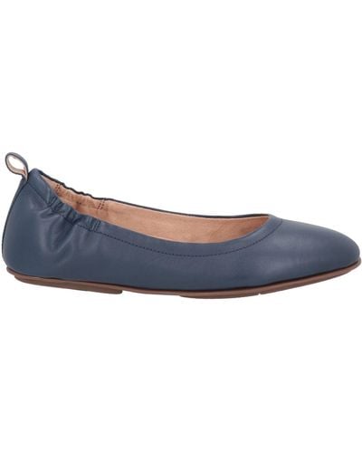 Fitflop Allegro Midnight Navy Soft Leather Ballet Court Shoes - Blue
