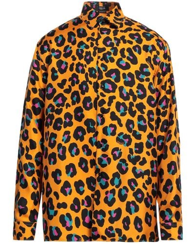 Versace Daisy Leopard Print Silk Shirt - Orange