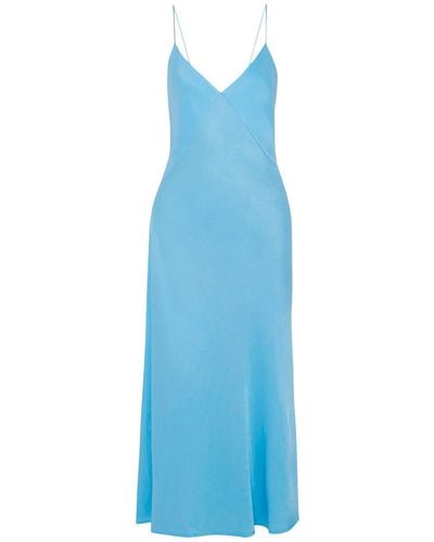 Victoria Beckham Satin-crepe Midi Dress - Blue