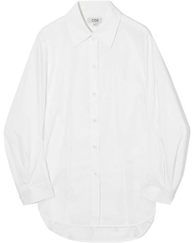 COS Oversized-hemd Aus Baumwoll-mix - Weiß