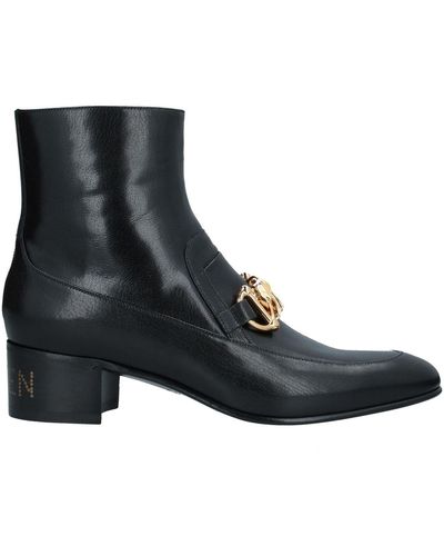 Gucci Leather Horsebit Chain Boots - Black