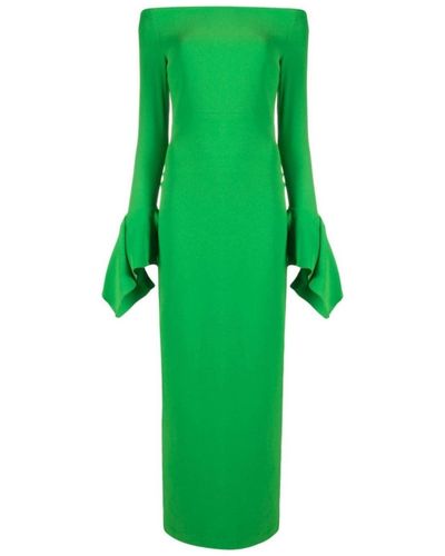 Solace London Vestido verde cady con detalles de dart
