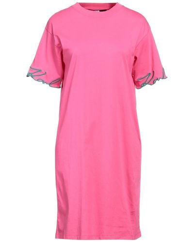 Karl Lagerfeld Fuchsia Mini Dress Organic Cotton - Pink