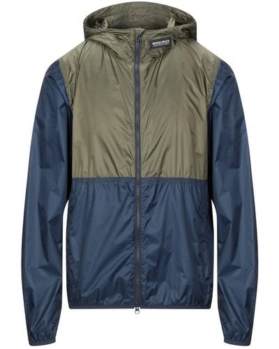 Woolrich Hooded Jacket In Green And Blue