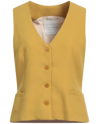 SKILLS & GENES Mustard Tailored Vest Polyester - Yellow