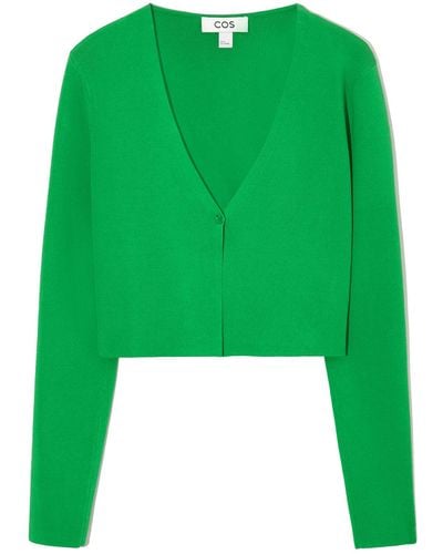 COS Minimal Cropped V-neck Cardigan - Green
