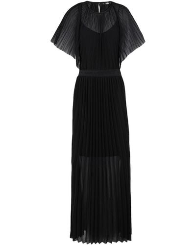 Karl Lagerfeld Pleated Maxi Dress Maxi Dress Polyester - Black