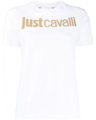 Just Cavalli Camiseta con logo metalizado - Blanco