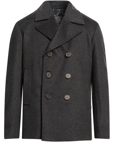 PAL ZILERI Size 40 Black Blue Stripe Wool Double Breasted Suit