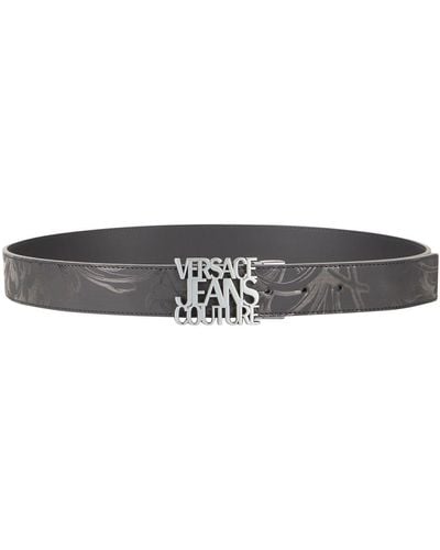 Versace Belt Leather, Metal - Gray