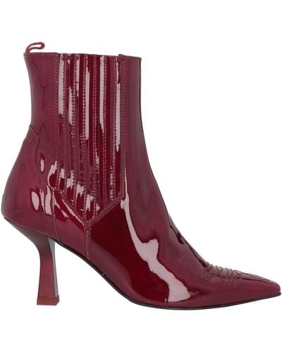 Zinda Burgundy Ankle Boots Soft Leather - Red