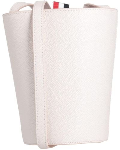 Thom Browne Light Cross-Body Bag Leather, Textile Fibres - White