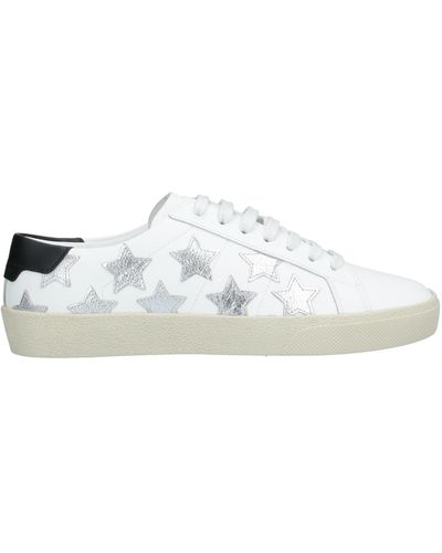 Saint Laurent Sneakers in pelle bianca con stelle metalliche - Bianco