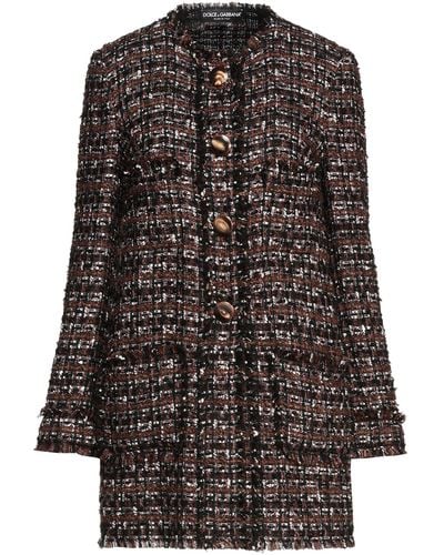 Dolce & Gabbana Abrigo de tweed con botones - Marrón