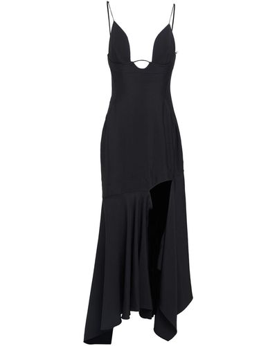 Mugler Maxi Dress Viscose, Virgin Wool - Black