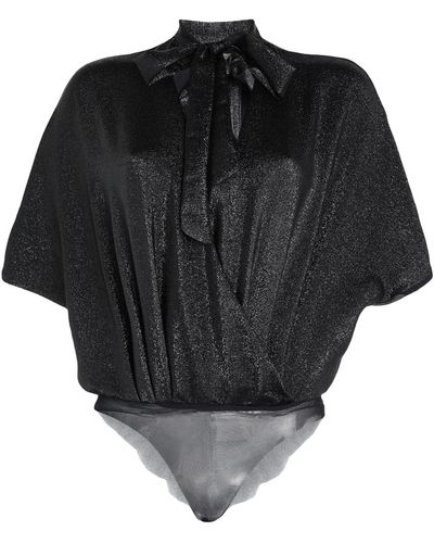 SIMONA CORSELLINI Bodysuit Silk, Metallic Fiber, Polyamide, Elastane - Black