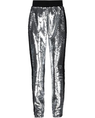 Chiara Ferragni Silver And Black Trousers In Sequins - Metallic