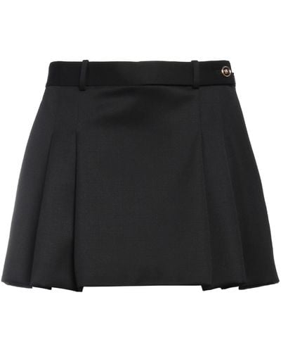 Versace Pleated Wool Mini Skirt - Black