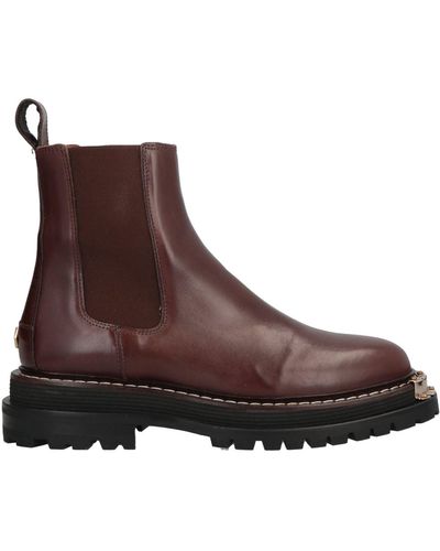 Sandro Leather Boots With Notched Sole - Brown