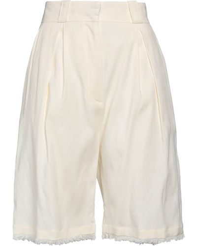 Antonelli Ivory Shorts & Bermuda Shorts Linen, Cotton, Polyamide, Elastane - White