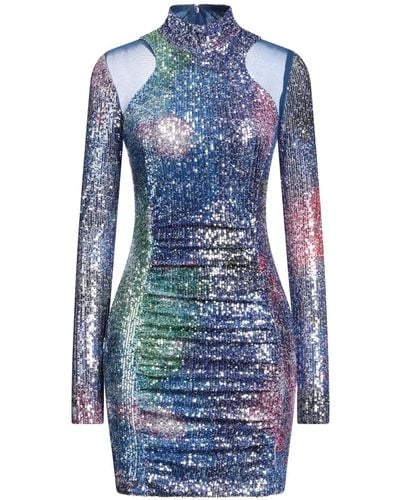 Versace Mini Dress Polyester, Elastane, Polyamide, Metallic Polyester - Blue