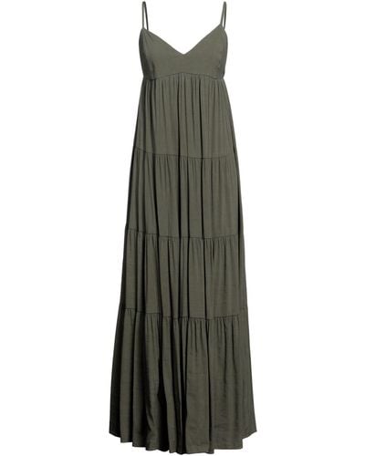 White Wise Wise Military Maxi Dress Viscose, Linen - Green