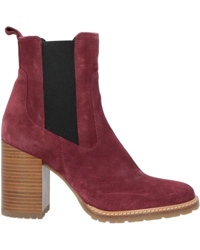 Carmens Burgundy Ankle Boots Leather - Red