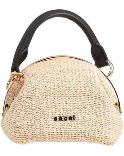 Sacai Sand Handbag Soft Leather, Natural Raffia - Metallic