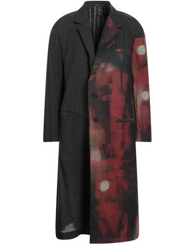 Yohji Yamamoto Steel Overcoat & Trench Coat Ramie, Cellulose, Cotton - Red