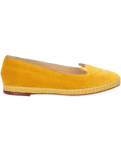 Charlotte Olympia Ocher Loafers Textile Fibers - Yellow