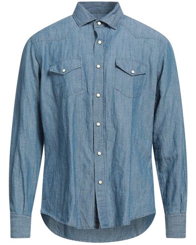 Eleventy Denim Shirt Lyocell, Wool - Blue