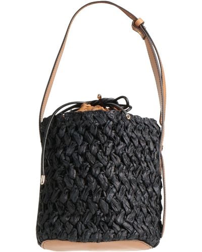 Anita Bilardi Shoulder Bag Paper, Synthetic Raffia, Leather - Black