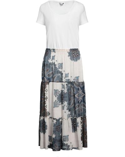 Liu Jo Midi Dress Polyester, Cotton, Elastane - White