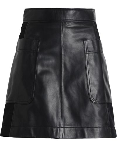 See By Chloé Mini Skirt Wool, Lambskin - Black